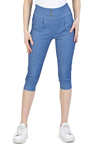 Kendindza 3/4 Hose Chino Shorts Damen Sommer Caprihose Damen Sommer Stretch Damen Caprihose 3/4 Schlupfhose Damen Blau S von Kendindza Collection