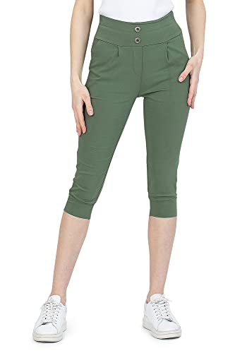 Kendindza 3/4 Hose Chino Shorts Damen Sommer Caprihose Damen Sommer Stretch Damen Caprihose 3/4 Schlupfhose Damen Khaki XXL von Kendindza Collection