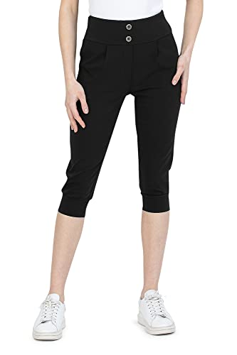 Kendindza 3/4 Hose Chino Shorts Damen Sommer Caprihose Damen Sommer Stretch Damen Caprihose 3/4 Schlupfhose Damen Schwarz XL von Kendindza Collection