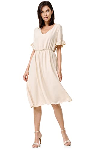 Kendindza Beige Strandkleid Damen Sommer Damen Sommerkleid Damen lang Sommerkleid Damen Knielang Sommerkleider Damen Knielang Kleider Damen Sommer Damen Kleider Sommer Maxikleid Kleid Damen Sommer von Kendindza Collection