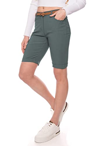 Kendindza Chino Shorts Damen Kurze Bermuda Shorts Damen Knielang Kurze Hose Damen Sommer Shorts Damen Sommer elegant (L, Khaki) von Kendindza Collection