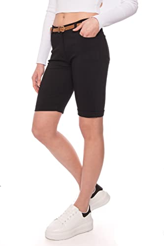 Kendindza Chino Shorts Damen Kurze Bermuda Shorts Damen Knielang Kurze Hose Damen Sommer Shorts Damen Sommer elegant (L, Schwarz) von Kendindza Collection