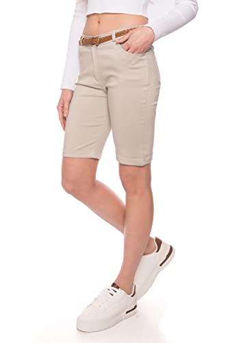 Kendindza Chino Shorts Damen Kurze Bermuda Shorts Damen Knielang Kurze Hose Damen Sommer Shorts Damen Sommer elegant (M, Beige) von Kendindza Collection