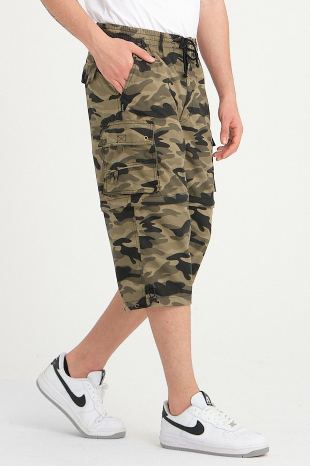 Kendindza Collection Cargoshorts Zipp Off Bermuda Shorts Herren kurze Hose 3/4 Hose Cargo Camouflage Taschen, Abnehmbare Beine, Kurze Hose Herren, Cargoshorts Sommer von Kendindza Collection