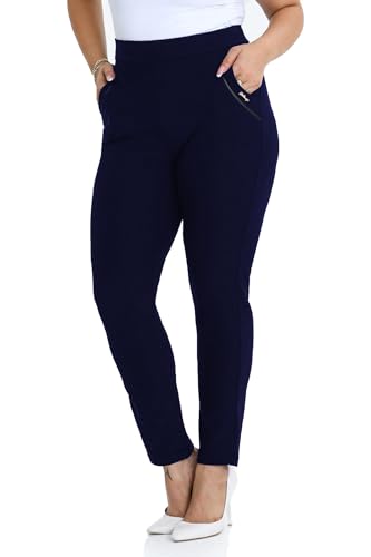 Kendindza Collection Damen Hosen elegant Stoffhose Damen elegant Hose Damen elegant Anzughose Damen Damenhose mit Gummizug Stretch Hose Damen Blaue Hose Damen elegant Schlupfhose Damen Blau Blau M von Kendindza Collection