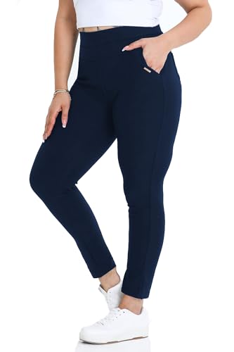 Kendindza Collection Damen Hosen elegant Stoffhose Damen elegant Hose Anzughose Damenhose mit Gummizug Stretch Hose Blaue Hose Schlupfhose blau XL von Kendindza Collection