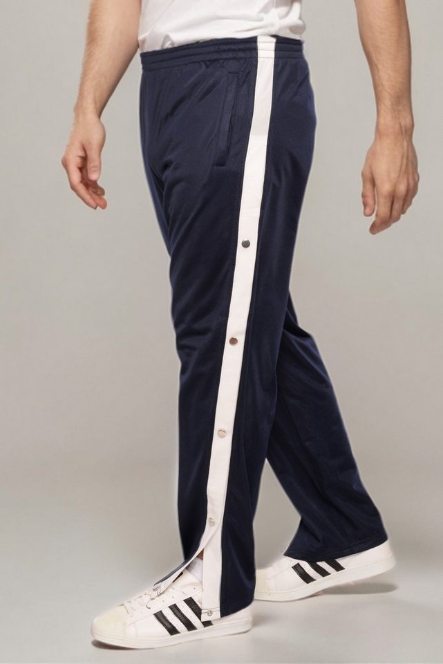 Kendindza Collection Jogginghose Knopfhose Jogginghose mit Druckknöpfen Sporthose Herren Relaxhose Tunnelzug Gummibund Streifen Knöpfe von Kendindza Collection