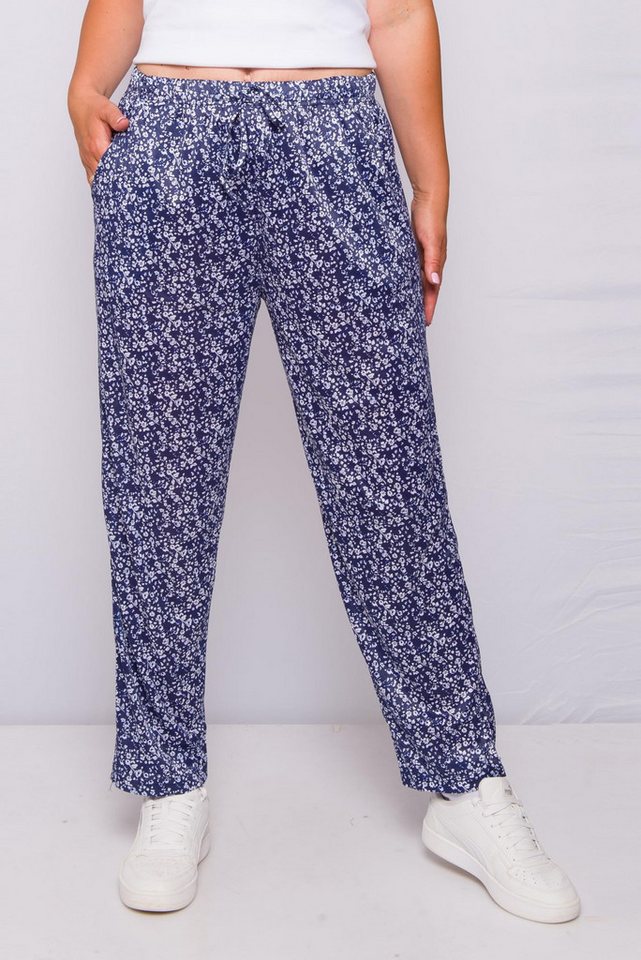 Kendindza Collection Strandhose Damen Sommerhose leicht lang Lutig Gemustert elastischer Bund Kordelzug Gummizug von Kendindza Collection