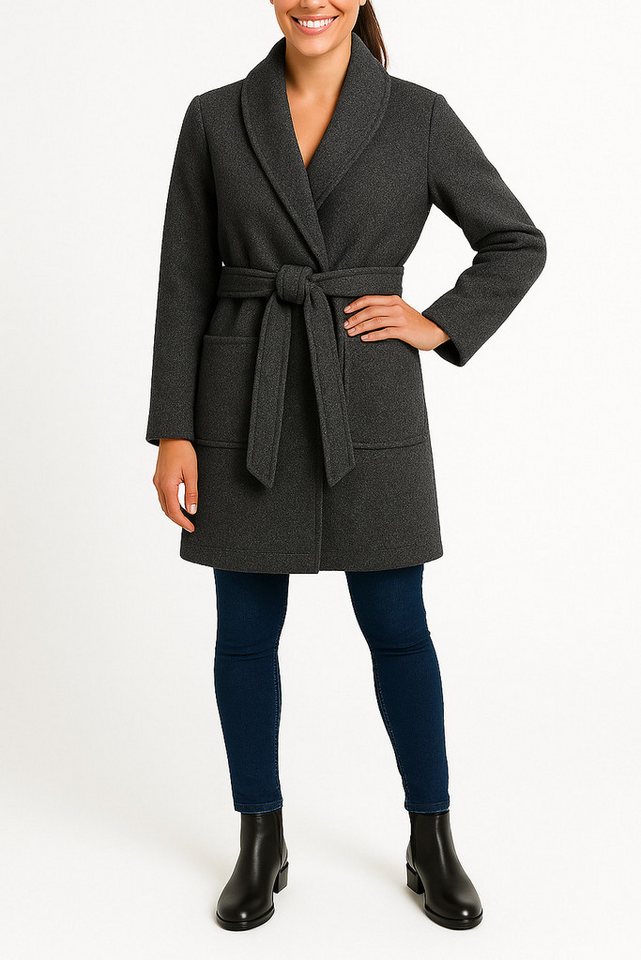 Kendindza Collection Trenchcoat Damen Mantel mit Schalkragen, Leichter Trenchcoat elegant mit Stretch Herbstmantel mit 2 Taschen, Übergangsmantel lang in One Size 36-42 von Kendindza Collection