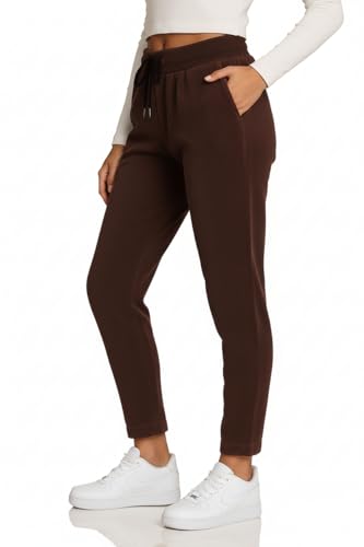 Kendindza Cordhose Damen Hose Stretch Joggpants Damen elegant Stoffhose Schlupfhose Fein Cord Brown L von Kendindza Collection
