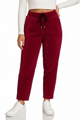 Kendindza Cordhose Damen Hose Stretch Joggpants Damen elegant Stoffhose Schlupfhose Fein Cord Rot M von Kendindza Collection
