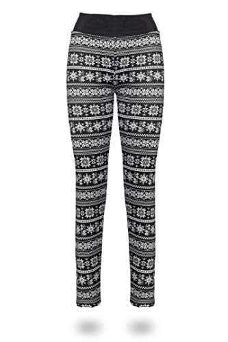 Kendindza Damen Eiszapfen Norweger-Muster Thermo-Leggings gefüttert mit Innen-Fleece Motiv Blickdicht CA-L-001 Flower XL/XXL von Kendindza Collection