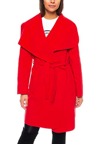 Kendindza Damen Mantel | Midi Trenchcoat mit Gürtel | OneSize (Rot, OneSize | Einheitsgröße) von Kendindza Collection