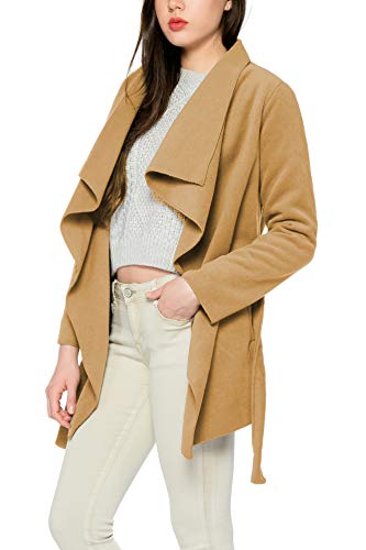 Kendindza Damen Mantel Trenchcoat mit Gürtel OneSize Lang und Kurz (OneSize, Camel Kurz) von Kendindza Collection