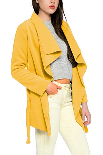 Kendindza Damen Mantel Trenchcoat mit Gürtel OneSize Lang und Kurz (OneSize, Senf Kurz) von Kendindza Collection