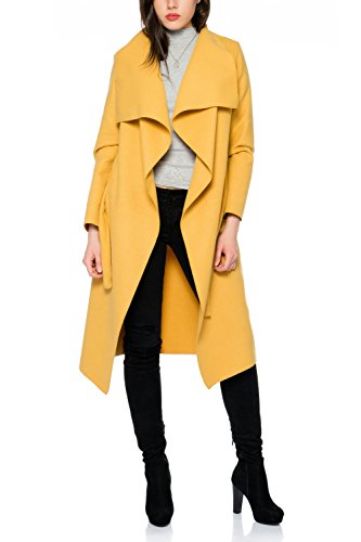 Kendindza Damen Mantel Trenchcoat mit Gürtel OneSize Lang und Kurz (One Size, Senf Lang) von Kendindza Collection