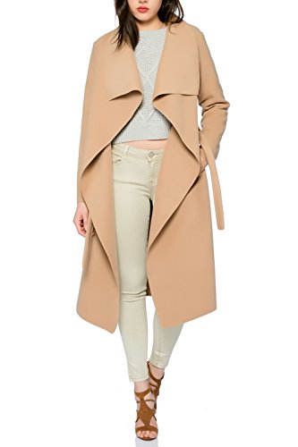 Kendindza Damen Mantel Trenchcoat mit Gürtel OneSize Lang und Kurz (OneSize, Camel Lang) von Kendindza Collection