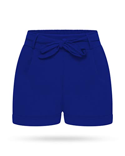 Kendindza Damen Sommer Shorts | Kurze Hose Damen mit Schleife zum binden | Bermuda | Uni-Farben (L/XL, Navyblau) von Kendindza Collection