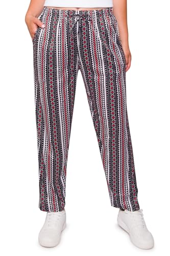 Kendindza Damen Sommerhose Damen leicht und luftig Sommer Hose Lang Leicht Freizeithose Aztec locker Baumwolle 09-H25 Schwarz L von Kendindza Collection