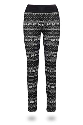 Kendindza Damen Thermo-leggins/Thermo-leggings für Winter-Leggings gefüttert Jegging Thermo-hose Weihnachtsleggins Baumwolle Norweger-Muster Blickdicht Stern Innenfleece Motiv Star Dots XL/XXL von Kendindza Collection