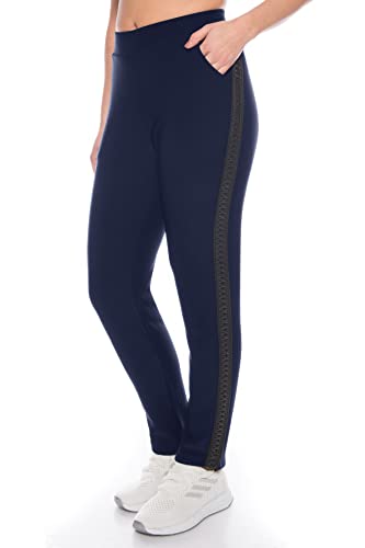 Kendindza Damen Thermo-Hose gefüttert mit Innen-Fleece Blickdicht & Taschen (Blau | Netz, L) von Kendindza Collection