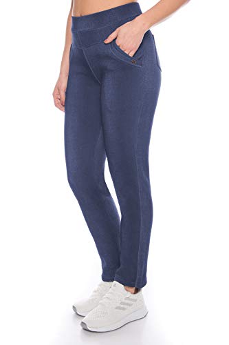 Kendindza Damen Thermo-Leggings Jeans-Look gefüttert mit Innen-Fleece Basic Blickdicht (Blau | Muster 2, L) von Kendindza Collection