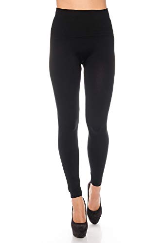 Kendindza Damen Thermo-Leggings gefüttert mit Innen-Fleece Basic Blickdicht, Schwarz, XXL von Kendindza Collection