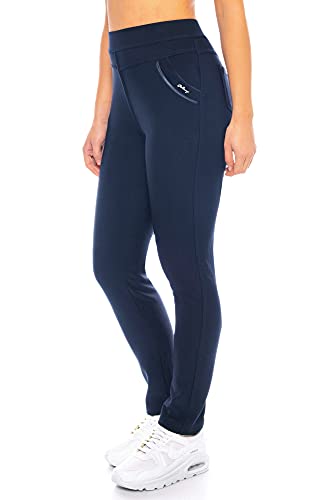 Kendindza Damen Thermo-Leggings gefüttert mit Innen-Fleece Basic Blickdicht (Blau | Muster 1, XL) von Kendindza Collection