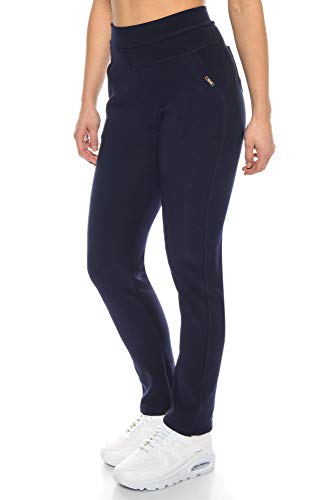 Kendindza Damen Thermo-Leggings gefüttert mit Innen-Fleece Basic Blickdicht (Blau | Muster 2, XXL) von Kendindza Collection