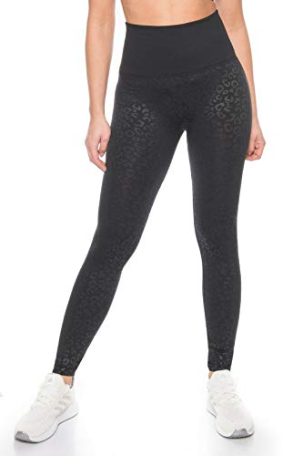 Kendindza Damen Thermo-Leggings gefüttert mit Innen-Fleece Basic Blickdicht (Schwarz | Leo, XXL) von Kendindza Collection