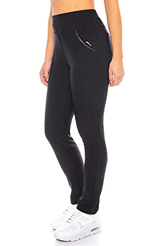 Kendindza Damen Thermo-Leggings gefüttert mit Innen-Fleece Basic Blickdicht (Schwarz | Muster 1, L) von Kendindza Collection