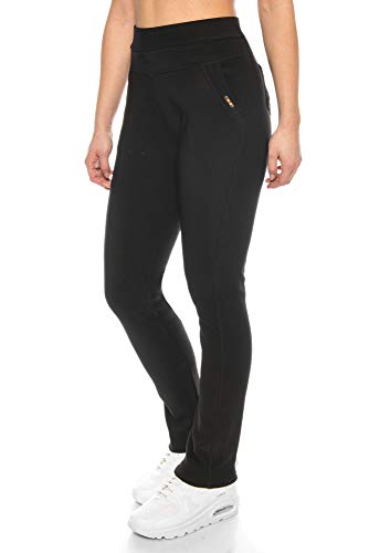 Kendindza Damen Thermo-Leggings gefüttert mit Innen-Fleece Basic Blickdicht (Schwarz | Muster 2, L) von Kendindza Collection