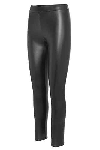 Kendindza Damen Winter Thermo-Leggings gefüttert mit Innen-Fleece Basic Kunstleder High Waist (Schwarz, EU Größe: L | Herstellgröße: XL) von Kendindza Collection