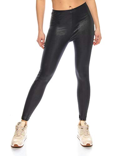 Kendindza Damen Wetlook Leggings | Blickdicht | elastisch High-Waist (Schwarz, L) von Kendindza Collection