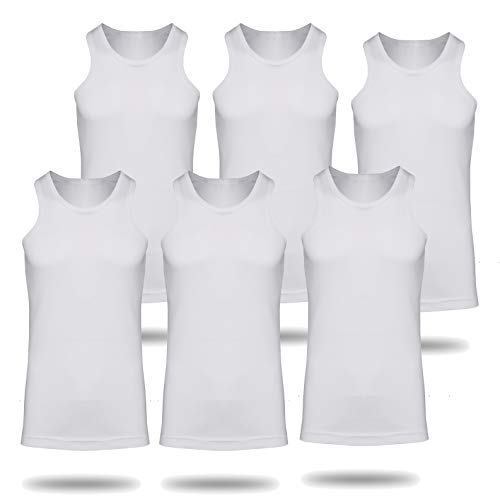 Kendindza Herren 6er Pack Basic Feinripp Unterhemd Achselshirt Classic White D8 von Kendindza Collection