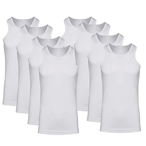 Kendindza Herren 8er Pack Basic Feinripp Unterhemd Achselshirt Classic White D9 von Kendindza Collection