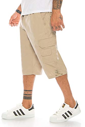 Kendindza Collection Kendindza Herren Bermuda 3/4 in Kurze Hose Gummibund, M, Beige von Kendindza Collection