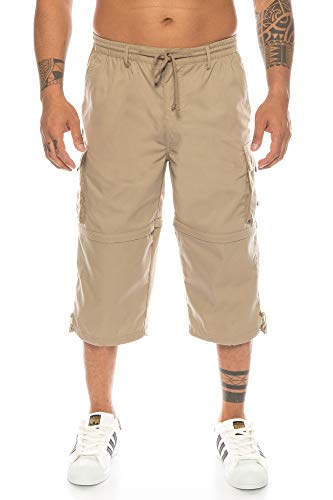 Kendindza Herren Bermuda | abnehmbare Beine Zipp-Off von 3/4 in Kurze Hose (Beige | Muster 1, XL) von Kendindza Collection