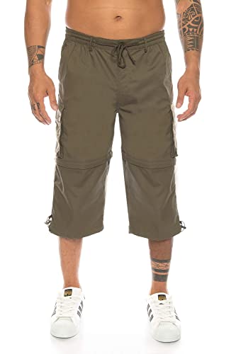 Kendindza Herren Bermuda | abnehmbare Beine Zipp-Off von 3/4 in Kurze Hose (Olive | Muster 1, XXXL) von Kendindza Collection