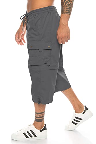 Kendindza Herren Bermuda abnehmbare Beine Zipp-Off von Caprihose 3/4 Knielang in Kurze Sommerhose leicht & Dünn (Grau | Muster 1, L) von Kendindza Collection