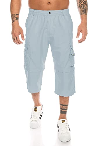 Kendindza Herren Bermuda abnehmbare Beine Zipp-Off von Caprihose 3/4 Knielang in Kurze Sommerhose leicht & Dünn (Hellblau, XXL) von Kendindza Collection