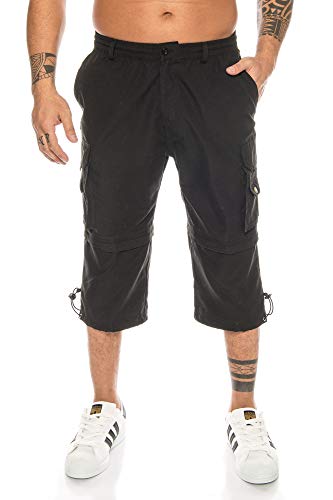 Kendindza Herren Bermuda abnehmbare Beine Zipp-Off von Caprihose 3/4 Knielang in Kurze Sommerhose leicht & Dünn (Schwarz, XXL) von Kendindza Collection