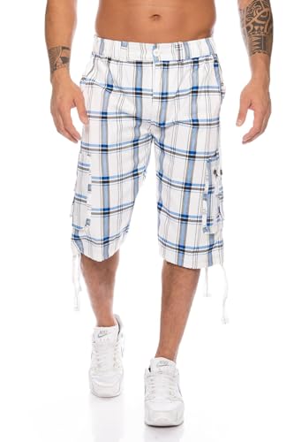 Kendindza Herren Shorts Hose Bermuda Cargo-Shorts 3/4 Sommerhose Capri-Hose Dreiviertel Männer Sommer Herrenshorts kurz Knielang Cargohose Herrenhose Bermudashorts (Weiß | 302, 3XL, 3X_l) von Kendindza Collection