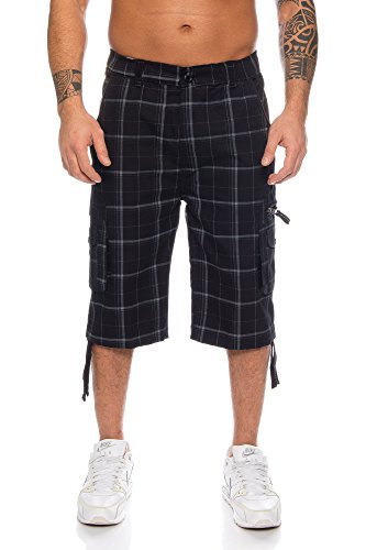 Kendindza Herren Shorts Hose Bermuda Cargo-Shorts 3/4 Sommerhose Capri-Hose Dreiviertel Männer Sommer Herrenshorts kurz Knielang Cargohose Herrenhose Bermudashorts (Schwarz | 330, XXXXXL, 5X_l) von Kendindza Collection