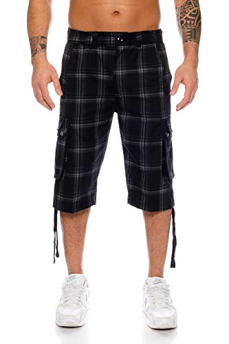 Kendindza Herren Shorts Hose Bermuda Cargo-Shorts 3/4 Sommerhose Capri-Hose Dreiviertel Männer Sommer Herrenshorts kurz Knielang Cargohose Herrenhose Bermudashorts (Schwarz | 665, XXXXXL, 5X_l) von Kendindza Collection