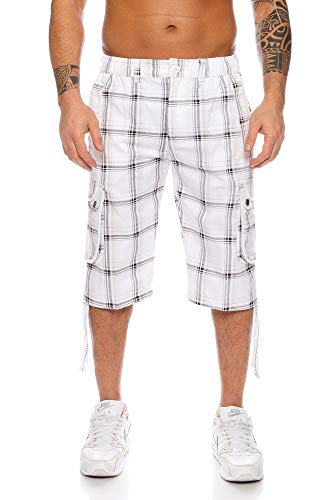 Kendindza Herren Shorts Hose Bermuda Cargo-Shorts 3/4 Sommerhose Capri-Hose Dreiviertel Männer Sommer Herrenshorts kurz Knielang Cargohose Herrenhose Bermudashorts (Weiß | 665, XL, x_l) von Kendindza Collection