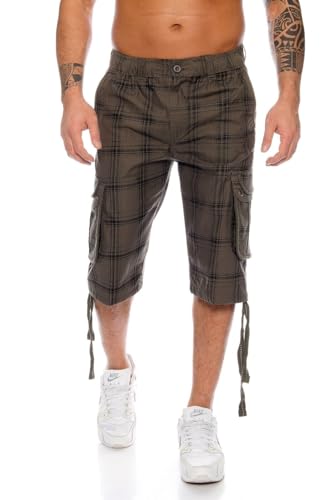 Kendindza Herren Shorts Hose Bermuda Cargo-Shorts 3/4 Sommerhose Capri-Hose Dreiviertel Männer Sommer Herrenshorts kurz Knielang Cargohose Herrenhose Bermudashorts 665 Olive 3XL von Kendindza Collection