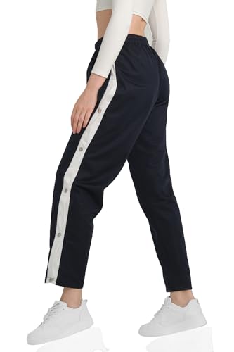 Kendindza Knopfhose Reha Hose Damen seitlich zu öffnen Jogginghose mit Druckknöpfen Relaxhose Damen Sporthose Damen Lang Trainingshose Damen Lang Freizeithose Damen Blau - L von Kendindza Collection