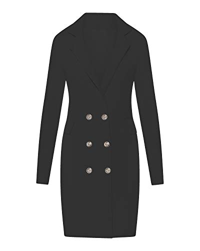 Kendindza Langer Black Friday Damen Jacke Mantel Damen-Blazer elegant Lang Cardigan Long-Blazer Tailliert damencardigan Damen-Strickjacke Herbst Winter Sommer frühling (Schwarz, M) von Kendindza Collection