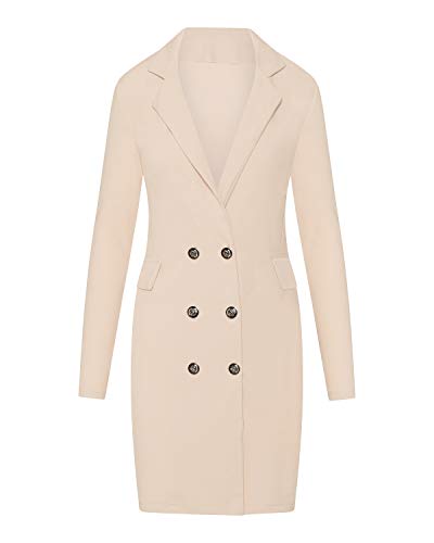 Kendindza Langer Damen Jacke Mantel Damen-Blazer elegant Lang Cardigan Long-Blazer Tailliert damencardigan Damen-Strickjacke Herbst Winter Sommer frühling (Beige M) von Kendindza Collection